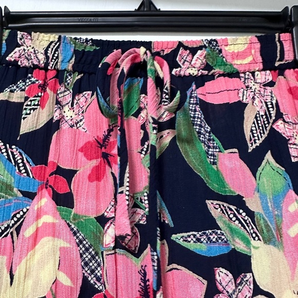 Vintage Napa Valley Blue Floral Tropical Crepe Maxi Skirt Size Large Summer EUC - Picture 5 of 16